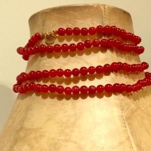 Long beaded ruby necklace